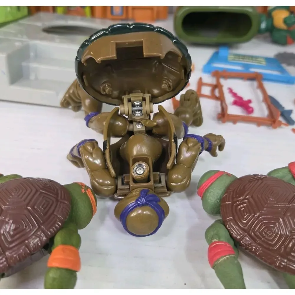 Vtg 80s 90s TMNT Lot Raphael Michelangelo Donatello Figures Sewer Lair Toy Parts